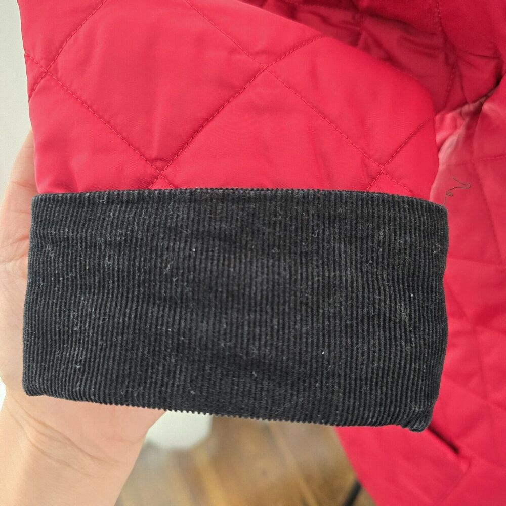 Barbour Red Quilted Jacket with Black Collar - Picture 6 of 13